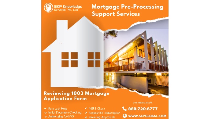 Our team of back-office mortgage pre-processing support services will review and prepares documentat...