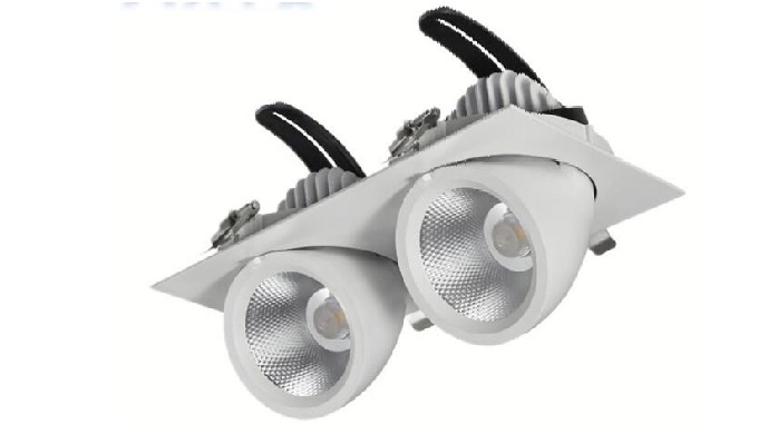 Double Heads Gimbal LED Down Light Materiails:Aluminum+PC Lens Beam Angle: 15°/24°/38° Power: 2*15W/...