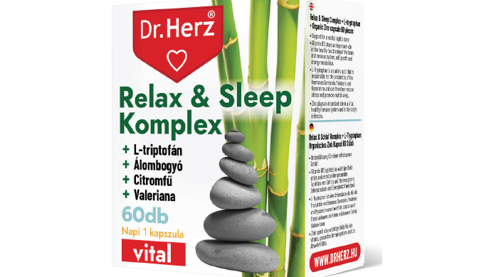 Food supplement capsules containing valerian extract, L-tryptophan, herbs, vitamin B12 and bioavaila...