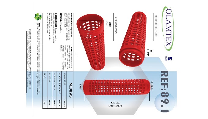 Bobinas perforadas en material polipropileno para teñido y vaporizado.
