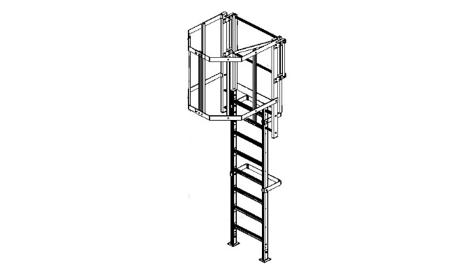 Echelle à crinoline standard en aluminium équipée de protections dorsales entre 2 m et 3 m et d'une ...