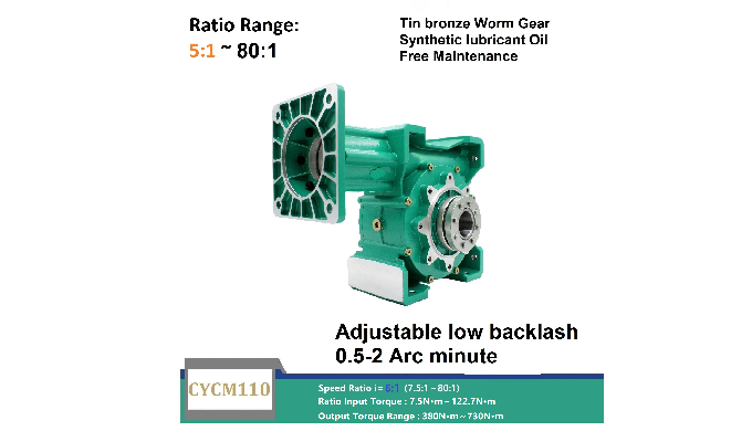 CHENYUE Adjustable Backlash High Precision 0.5-2 Arcminute Worm Gearbox CYCM110 Free Maintenance Output Way: AB
