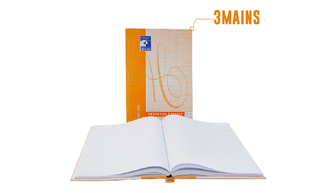 Registre A4 3Mains Papier Haut de gamme brochure rembordée rigide couverture pelliculée lavable papi...