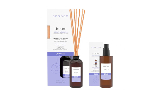 Nuevo pack dream con aroma a musk y bergamota que une ambientación y bienestar de nuestra gama Saane...