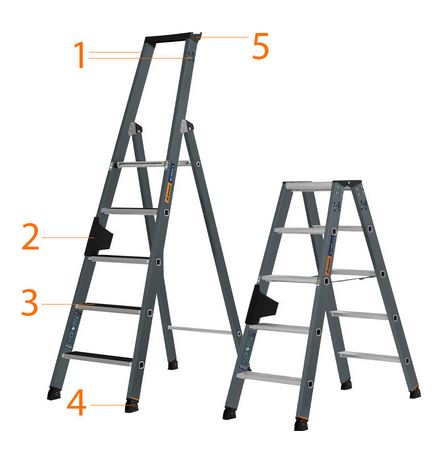 Escaleras de peldaños de 80 mm de profundidad que evitan el deslizamiento. La unión entre ellos es e...