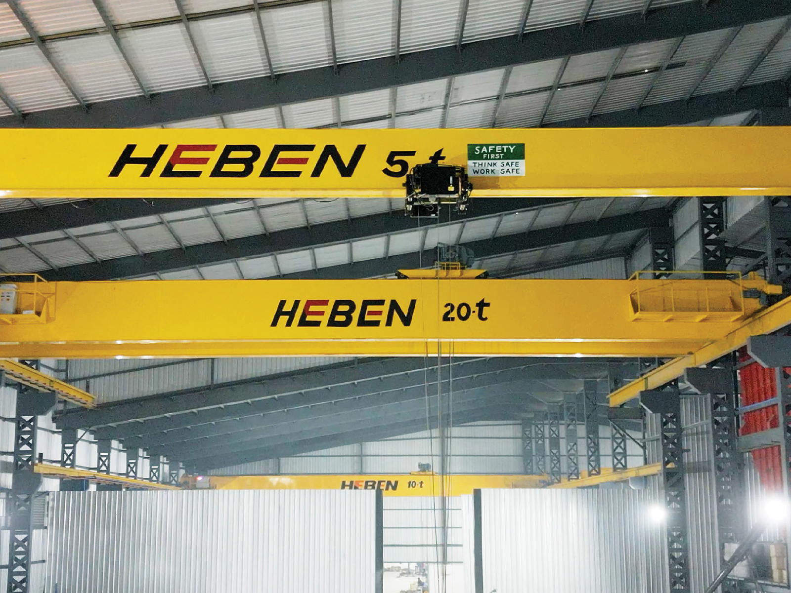 Heben single-girder EOT cranes provide overhead material movement across factory bays, workshops, as...
