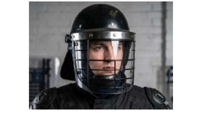 #Product Description Riot control helmet with high-impact polycarbonate she...
