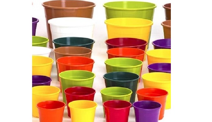 Manufacture of coloured plastic pots and plates for the pots.