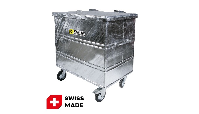 Standard-Abfallcontainer 800 Liter verzinkt, welcher garantiert zu allen Schweizer Entleerungssystem...