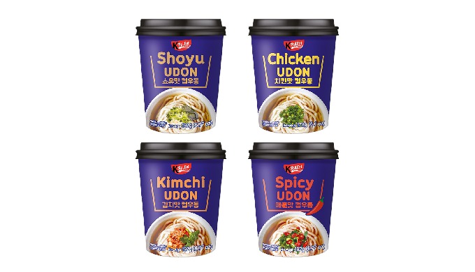 Food Cup Udon is a convenient instant noodle meal available in Kimchi, Spic...