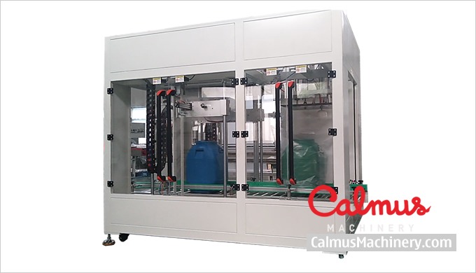 ドラム缶用ポリ袋ライナー作成と挿入機