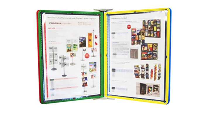 SUPPORT MURAL INFOFLEX AVEC 4 POCHETTES PIVOTANTES A4