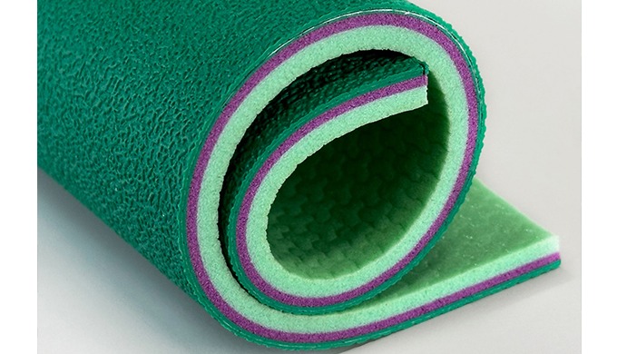 Vinyl roll flooring material suitable for indoor badminton, table tennis, pickleball, basketball, et...