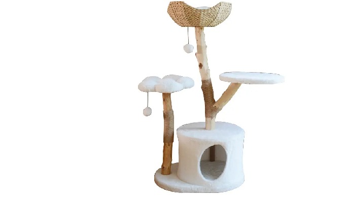 This large solid wood cat tree is crafted from high-quality materials with a modern, minimalist desi...
