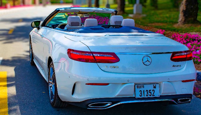 Rent and drive this Mercedes Benz E450 Convertible 2019-model in Dubai, UAE for AED 600/day & AE...
