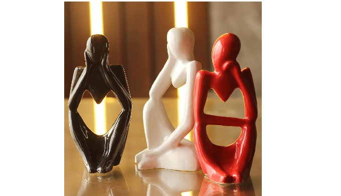 The thinker statue is made of Ceramic, non-toxic. Abstract art, special fingerprint texture, ingenio...