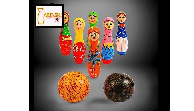 Mini bowling game. Item code: AKI071. Mini bowling game for kids at home. Game for children with 6 d...