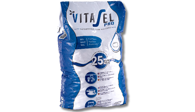 Sac de 25kg de sel en pastilles vacuum de haute purete pour adoucisseurs d'...