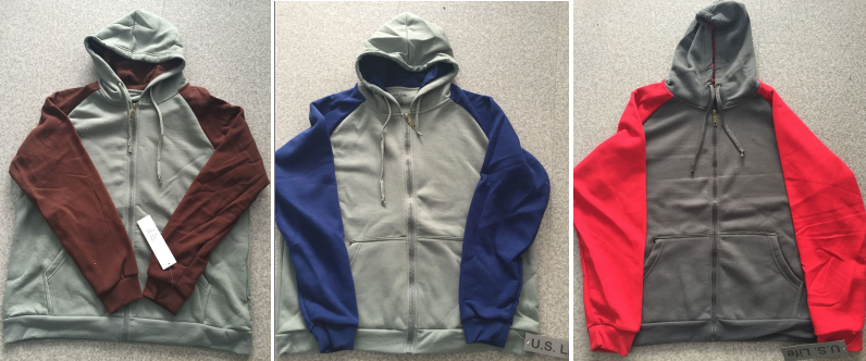 U.S.Life brand stock, 89,136pcs Men's fleece zipper hoody TC2-384, 55%cotton,45%polyester, 2styles, ...