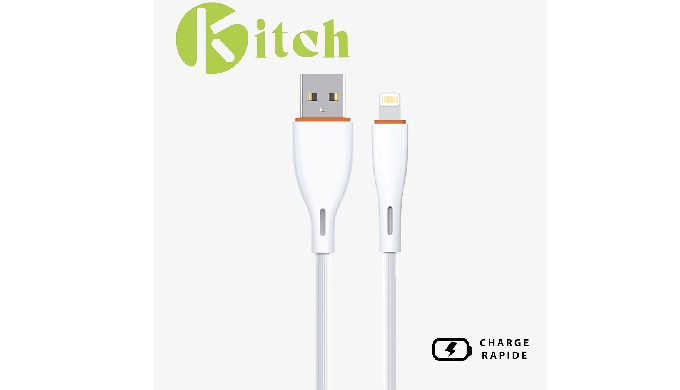 Câble USB vers Lightning 2,4A (AL) Disponible en couleur blanc ou noir Disponible en longueur 1m et ...