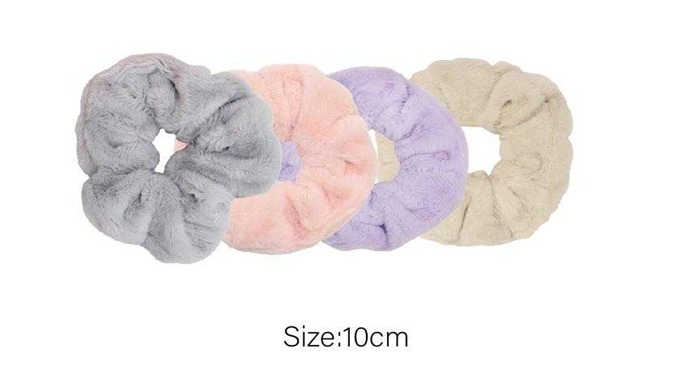 A set of hair scrunchies made from soft and fluffy fabric. Available in various sizes and colors to ...