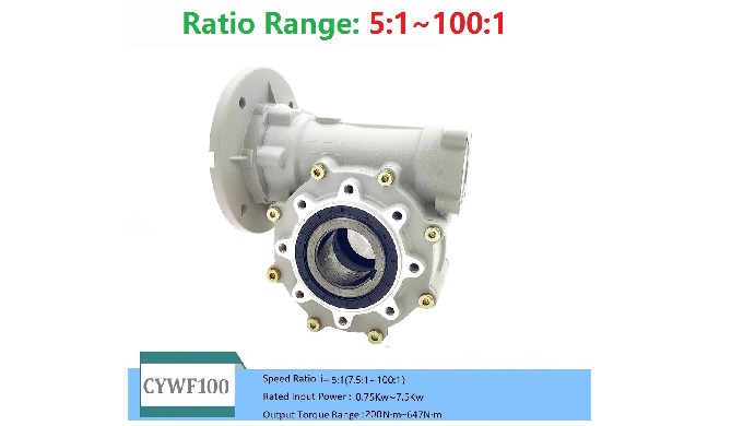 CHENYUE Large Output Bore Worm Gearbox CYWF100 Speed Ratio from 7.5:1 to 100:1 Engine 7.5Kw Free Maintenance