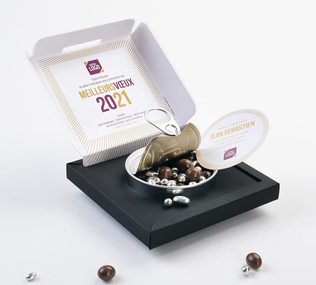 Carte de vœux chocolat MAGIC BOX Thème Typo - Créidéo