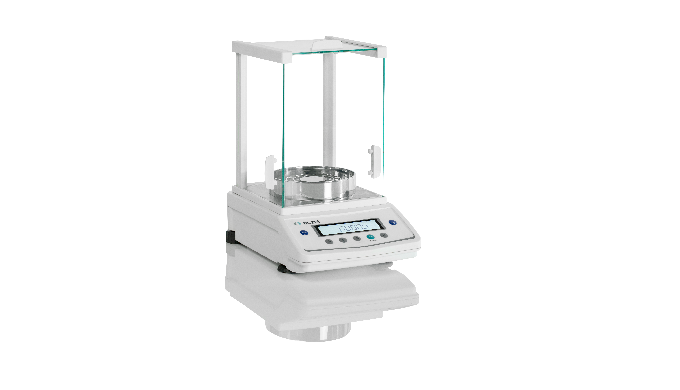 A semi-micro balance accurately measures small sample sizes with a readability of 0.01 mg or 10 µg a...