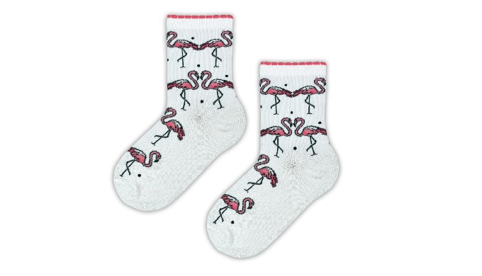 Girls' socks in flamingos. Soft combed cotton.
