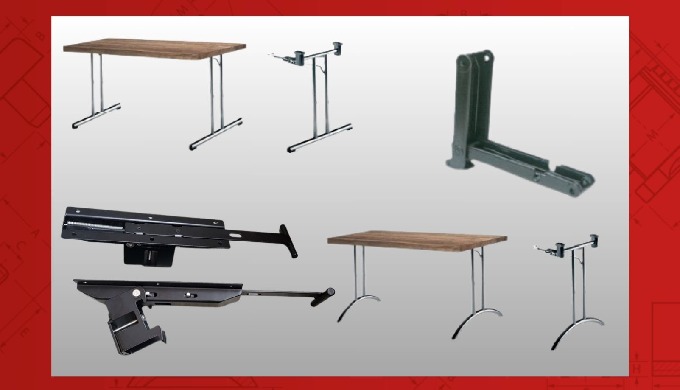MECANISMES ET PIETEMENTS PLIANTS POUR TABLE