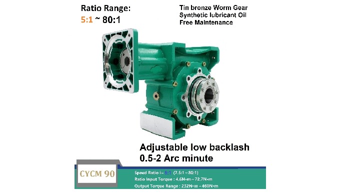 CHENYUE Adjustable Backlash High Precision 0.5-2 Arcminute Worm Gearbox CYCM90 Free Maintenance Output Way: C1/C2