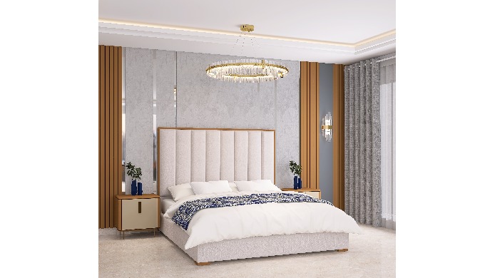 New king size bed with lather upholstered headboard, built with premium quality material perfect, fo...