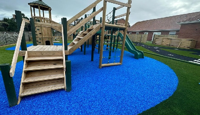 Playground Rubber Mulch with a Range of Vibrant Colour Blends that Remain Brighter for Longer.