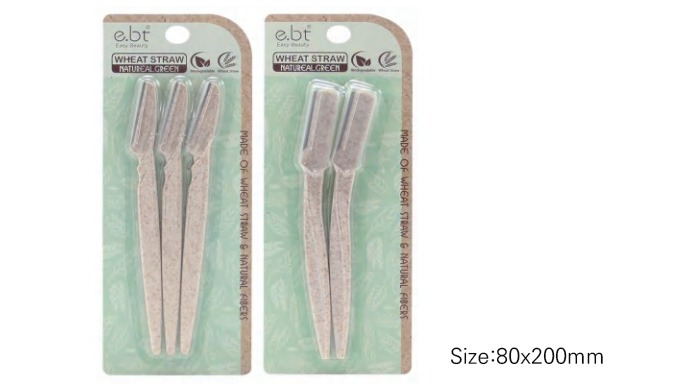 Eco-friendly eyebrow trimming tool set made from wheat straw material. Versatile designs allow for p...