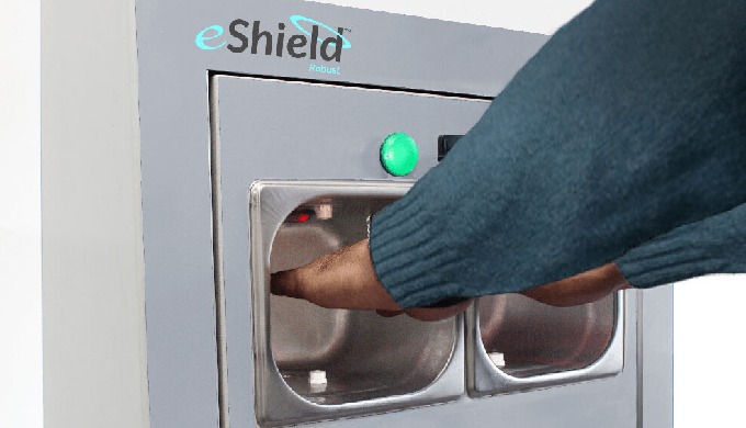The eShield Robust automatic hand sanitiser station is designed for more industrious, manufacturing,...