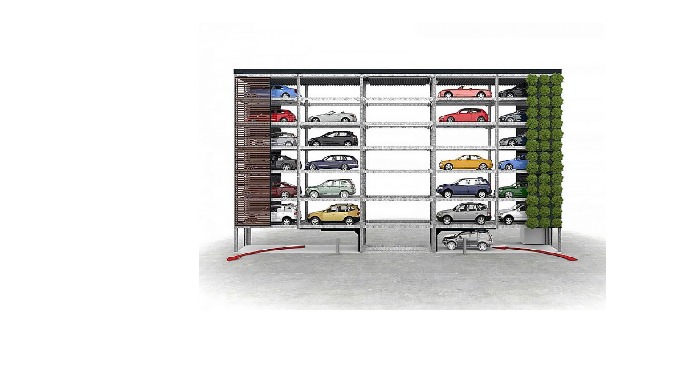 The new parking system Slimparker 557 offers up to 23 above-ground parking spaces on narrow and long...