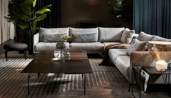 Designed in a modern minimalist style, the Linate furniture collection features elegant smoked oak o...