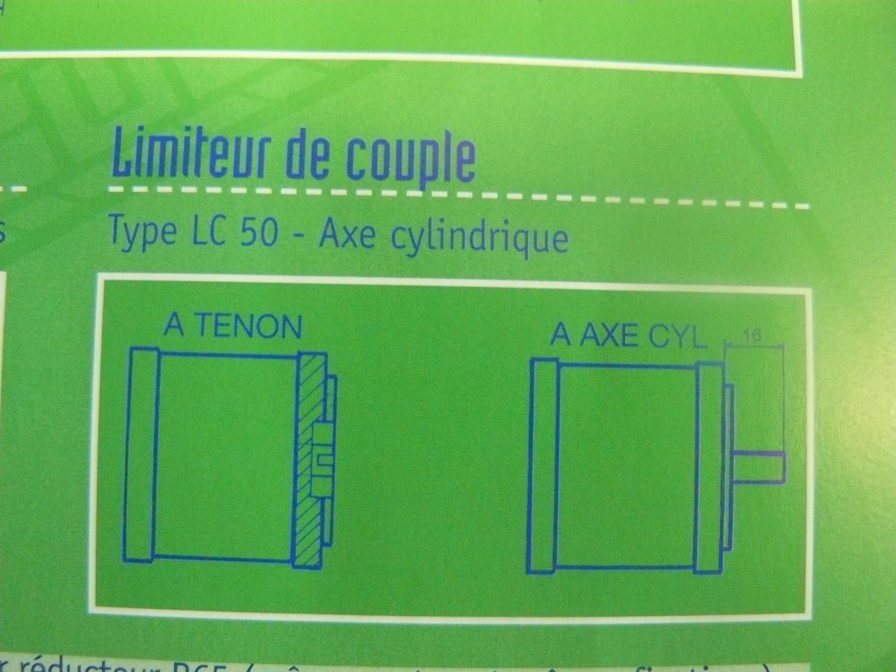 LIMITEUR DE COUPLE a tenona axe cylindrique