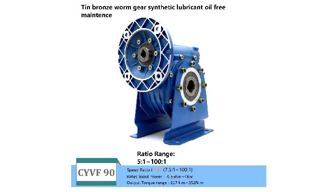 CHENYUE Worm Gearbox CYVF90 Speed RatioFrom7.5:1to100:1 Free Maintenance,Fully Sealed,No Need To Refuel For Life