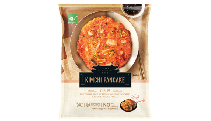 Korean Pancake, Kimchi, Frozen Food Traditional Savory Pancake with Kimchi.