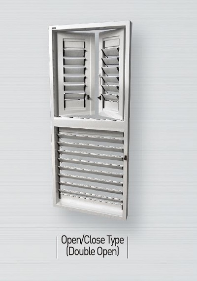 Double Open+Louver Color : Optional Materials : uPVC Depth -Frame 70mm -Set Base 90mm