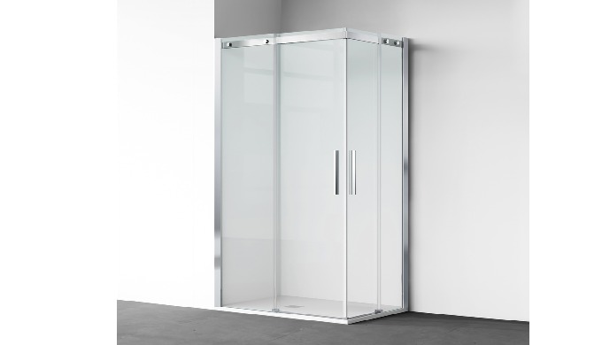 B40 sliding shower enclosure with 6/8mm tempered safety glass (EN 12150). Smooth-gliding double door...