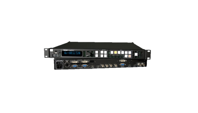 Escalador selector de señal, con paso x negro, Entrada 1VGA, 1DVI, 1HDMI, salida 1HDMI, 1VGA, 1 DVI