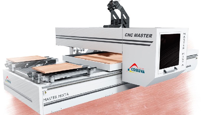 Máquina con combinación de mesa nesting y barras de vacío