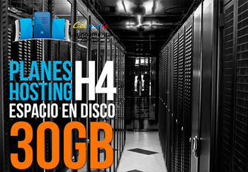 Hosting H4 Espacio en disco: 30 GB Transferencia mensual: 300 GB Cuentas de E-mail: 150 Bases de dat...