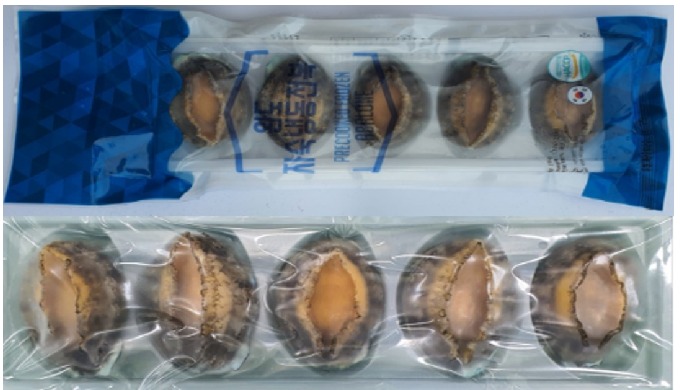 After washing/boiled abalone, frozen and 5 PCS abalone packed in trays. Abalone Basic product prferr...