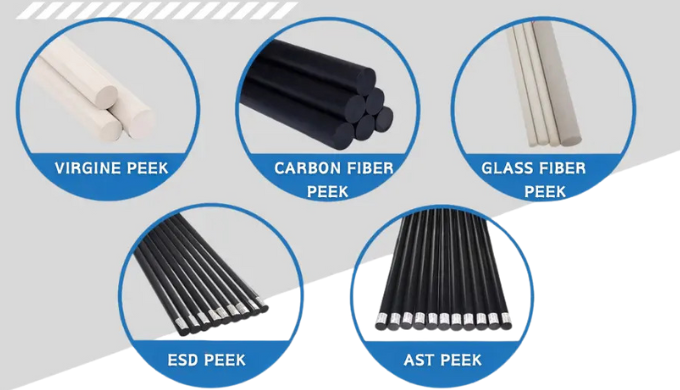 Unfilled PEEK ROD Glass Filled PEEK ROD Carbon Fiber PEEK ROD ESD PEEK ROD PEEK RODS TABLE