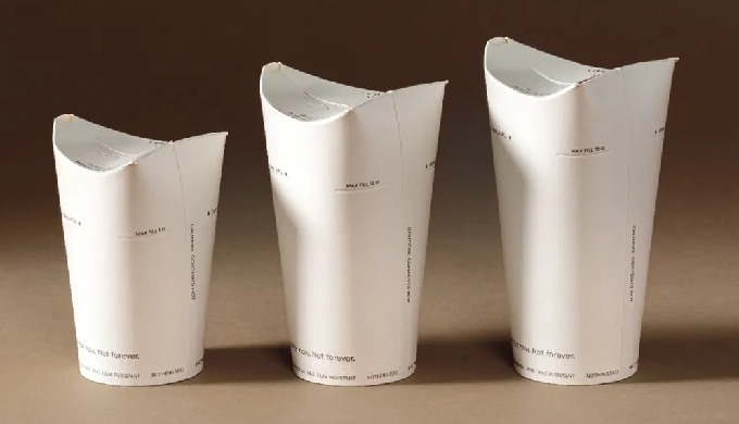 Innovative foldable hot paper cups with integrated lid design, eliminating plastic lids. Designed fo...