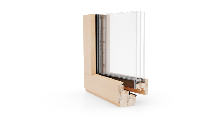 Fenêtres en bois Esperia Life 80 avec profils fins offrant jusqu’à 12 % de lumière en plus. Profonde...