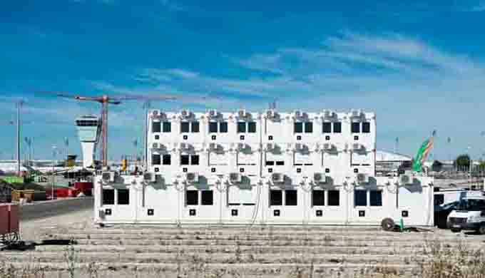 Construction site facilities, sanitary containers